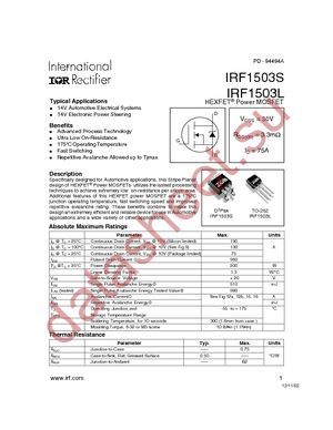 IRF1503STRRPBF datasheet  